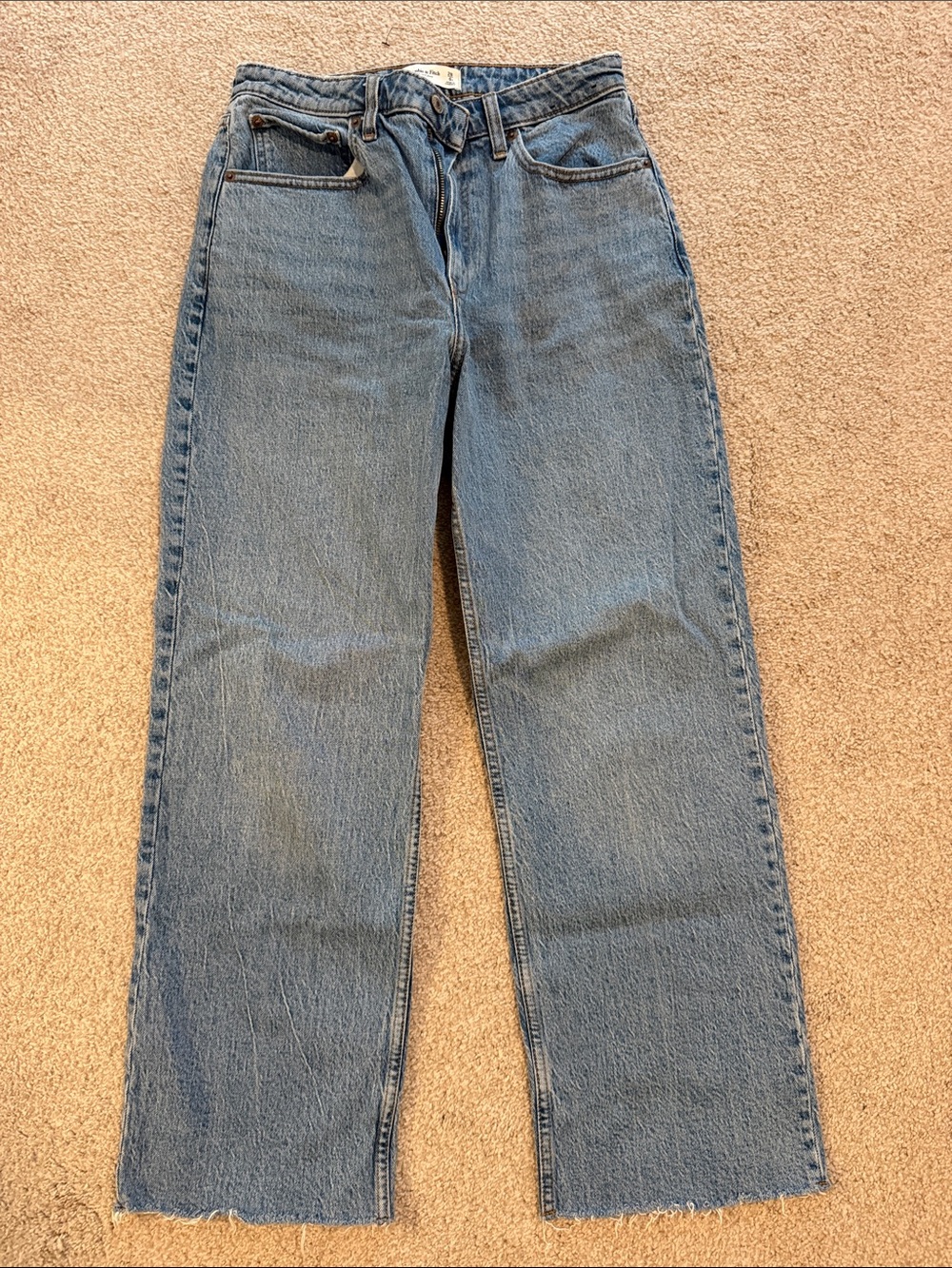 Abercrombie & Fitch Women’s Straight-Leg Jeans in Medium Blue